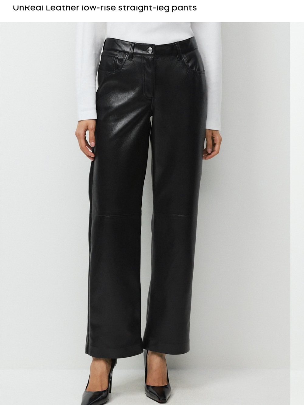 NWT - Aritzia Babaton Black Faux-Leather Straight-Leg Pants